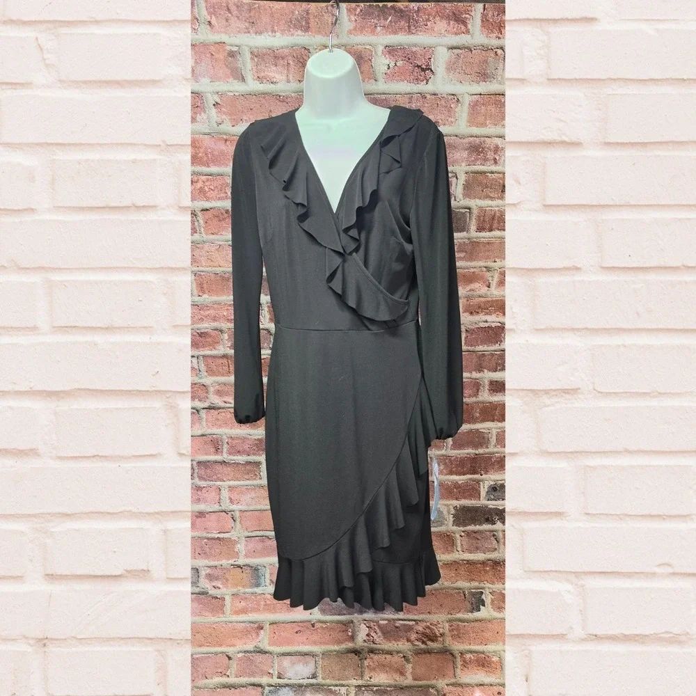 Women's LONDON‎ TIMES Deep V Long Sleeves Cocktail Dress Size 8